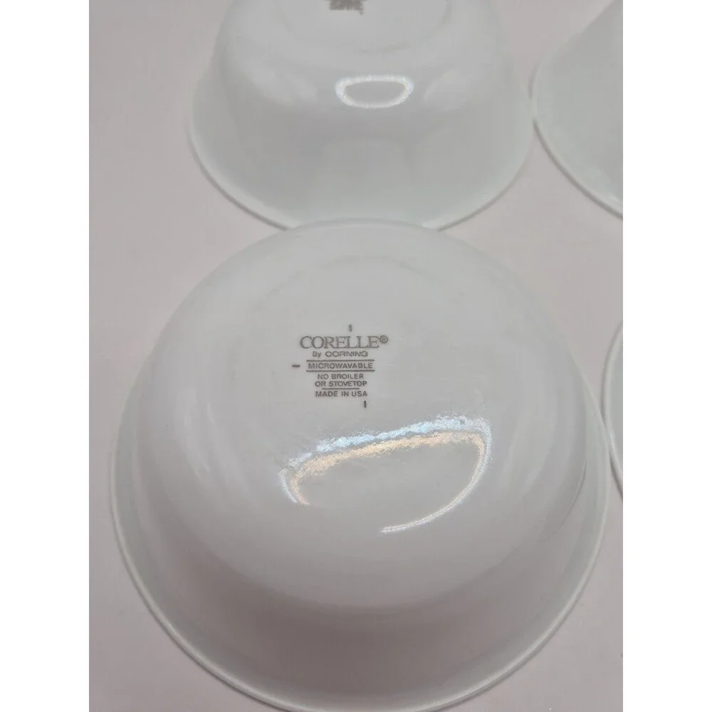 Corelle Country Cottage Green & Blue Rim Cereal Soup Bowls Set of 4 Vintage